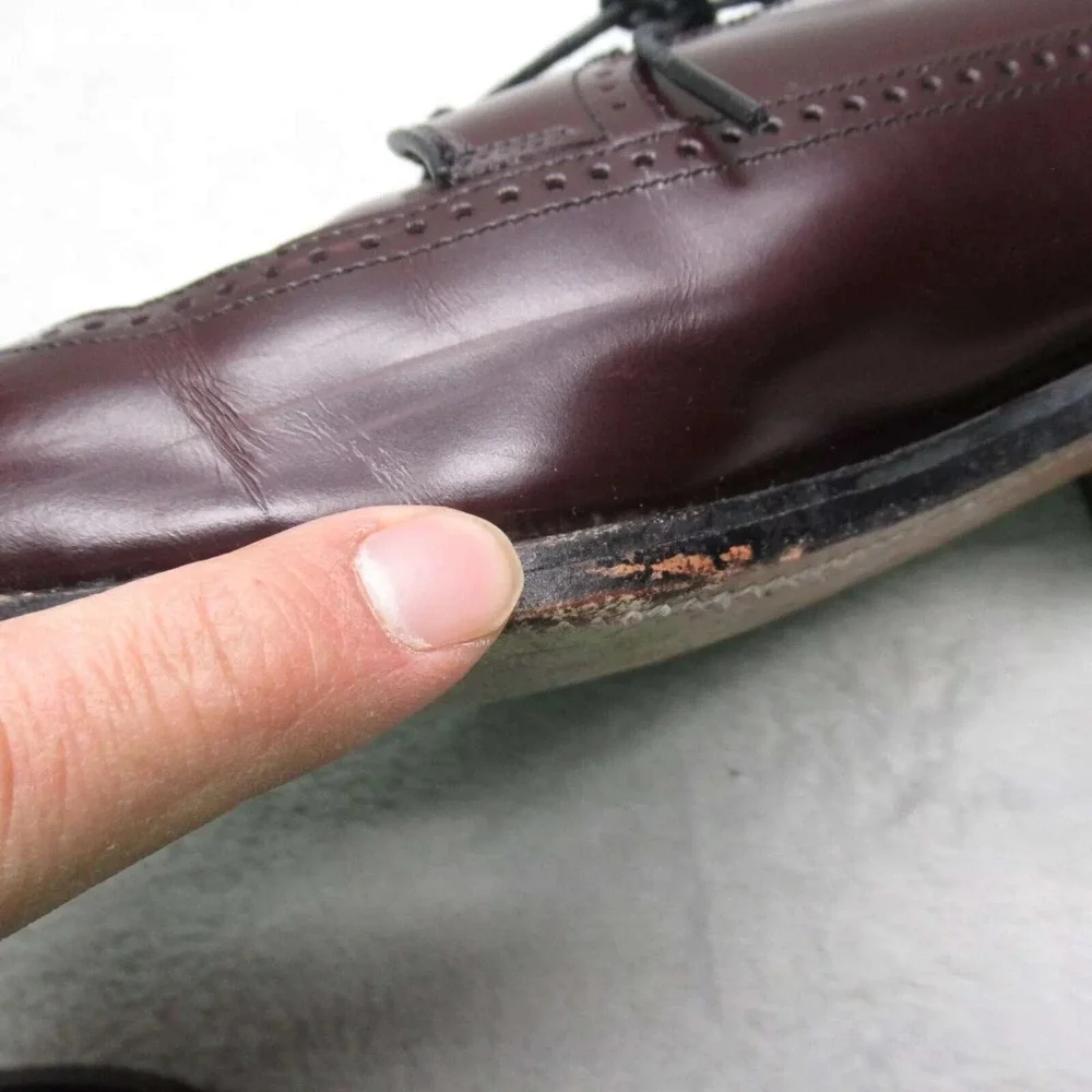 Allen Edmond  Oxford Dress Shoes Men 10 C Burgundy WIngtip Leather Luxe USA Made